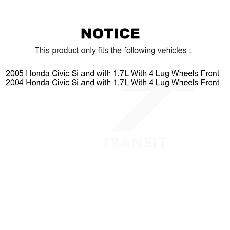 Front Disc Brake Caliper Rotors And Ceramic Pads Kit For 2004-2005 Honda Civic Si with 1.7L With 4 Lug Wheels KC8-100118C