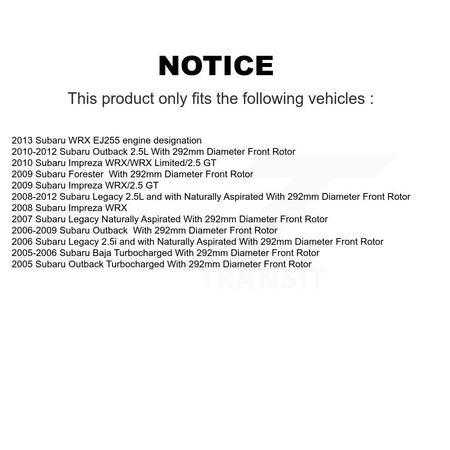 Front Brake Caliper Rotor & Semi-Metallic Pad Kit For Subaru Outback Impreza Legacy Baja KC8-100141S