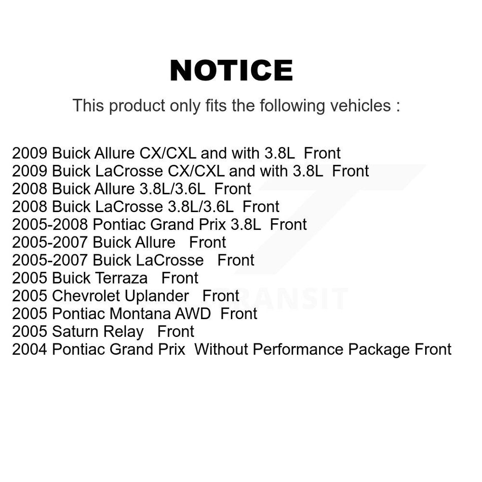 Front Disc Brake Caliper Rotors And Ceramic Pads Kit For Pontiac Grand Prix Buick LaCrosse Chevrolet Uplander Montana Terraza Saturn Relay Allure KC8-100166N