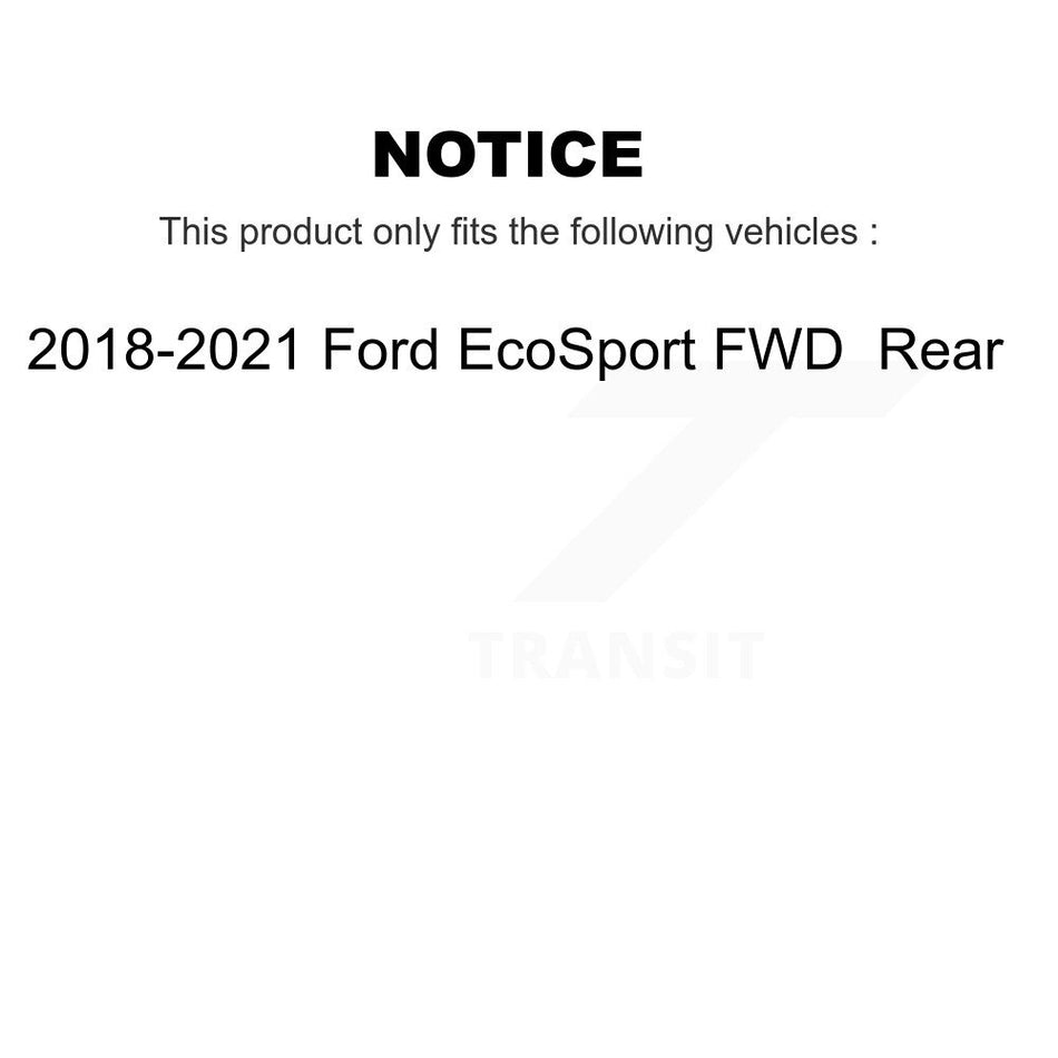 Rear Disc Brake Caliper Rotors And Ceramic Pads Kit For 2018-2021 Ford EcoSport FWD KC8-100260T