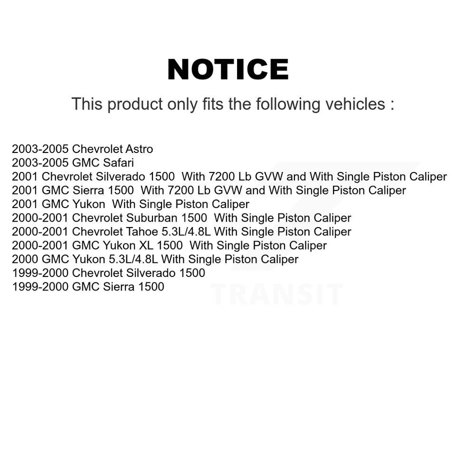 Rear Brake Caliper Rotor & Ceramic Pad Kit For Chevrolet GMC Silverado 1500 Sierra Astro KC8-100264T