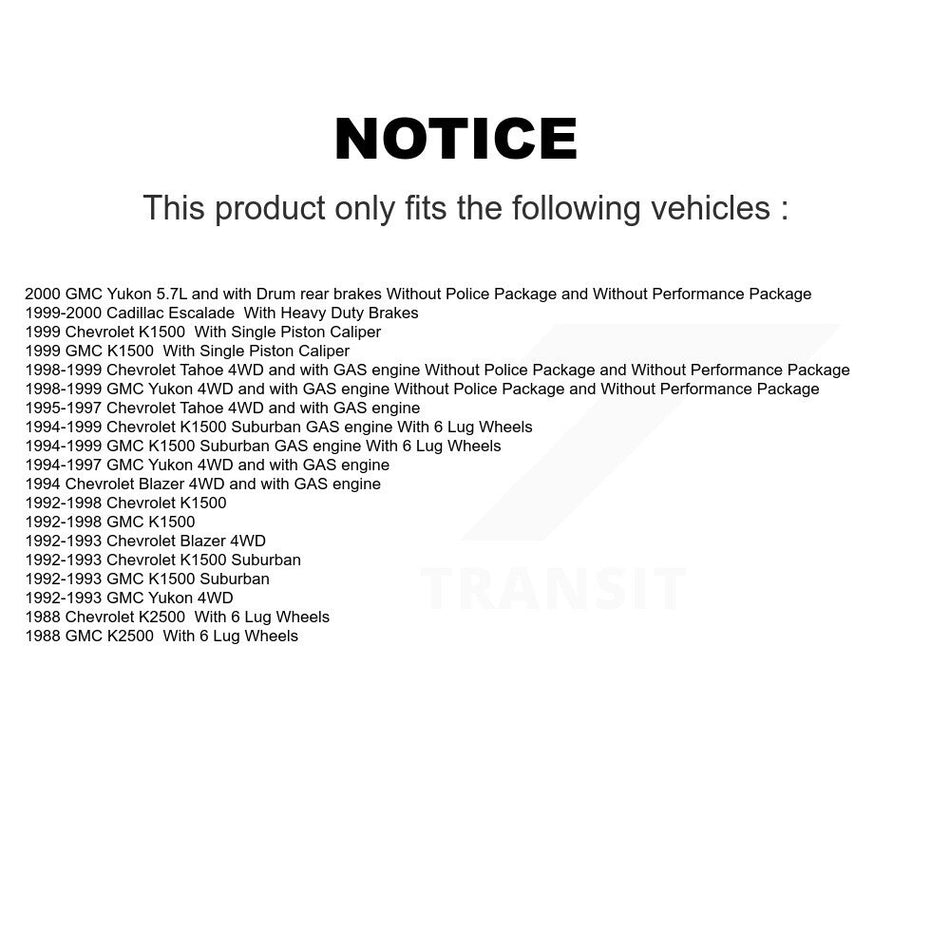 Front Disc Brake Caliper Rotors And Semi-Metallic Pads Kit For Chevrolet K1500 GMC Tahoe Suburban Yukon Cadillac Escalade Blazer K2500 KC8-100275N