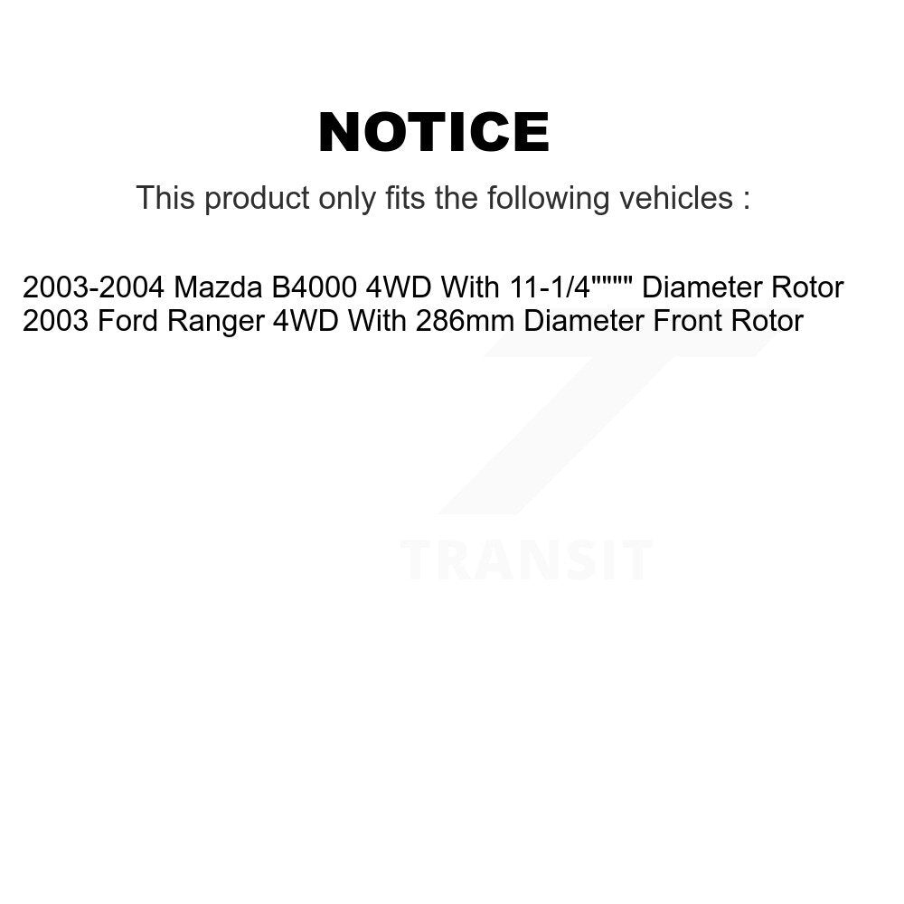 Front Disc Brake Caliper Rotor And Semi-Metallic Pad Kit For Ford Ranger Mazda B4000 4WD KC8-100297P