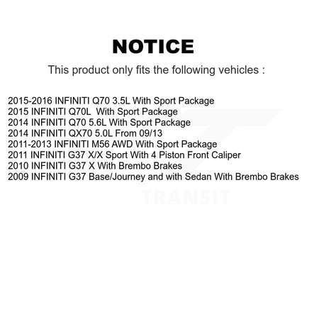 Front Brake Caliper Rotor & Ceramic Pad Kit For 09-13 INFINITI G37 With 4 Piston KC8-100312C