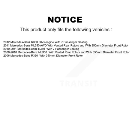 Front Disc Brake Caliper Rotors And Semi-Metallic Pads Kit For Mercedes-Benz ML350 R350 KC8-100328N