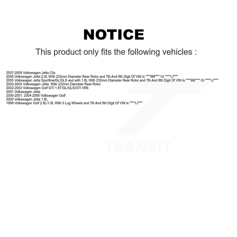 Rear Disc Brake Caliper Rotors And Ceramic Pads Kit For Volkswagen Jetta City KC8-100394C