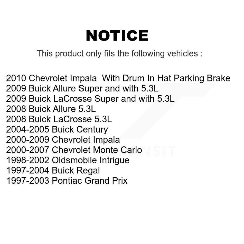 Rear Brake Caliper Rotor Ceramic Pad Kit For Chevrolet Impala Buick LaCrosse Monte Carlo KC8-100406C