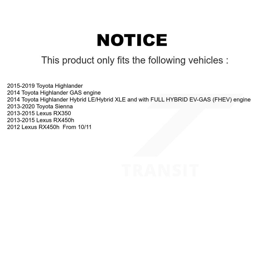 Rear Disc Brake Caliper Rotors And Semi-Metallic Pads Kit For Toyota Highlander Sienna Lexus RX350 RX450h KC8-100536S