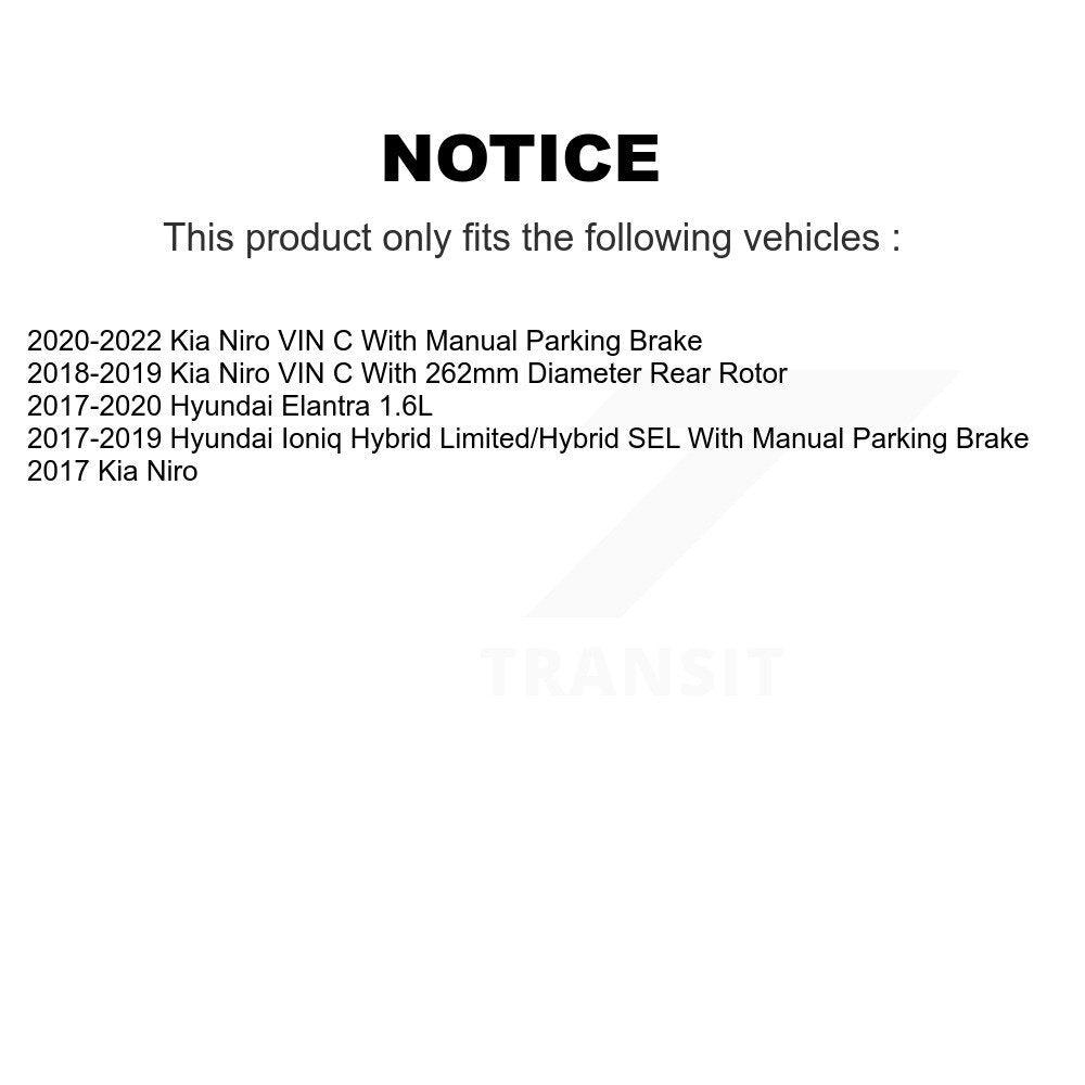 Rear Disc Brake Caliper Rotor & Semi-Metallic Pad Kit For Hyundai Elantra Kia Niro Ioniq KC8-100610S