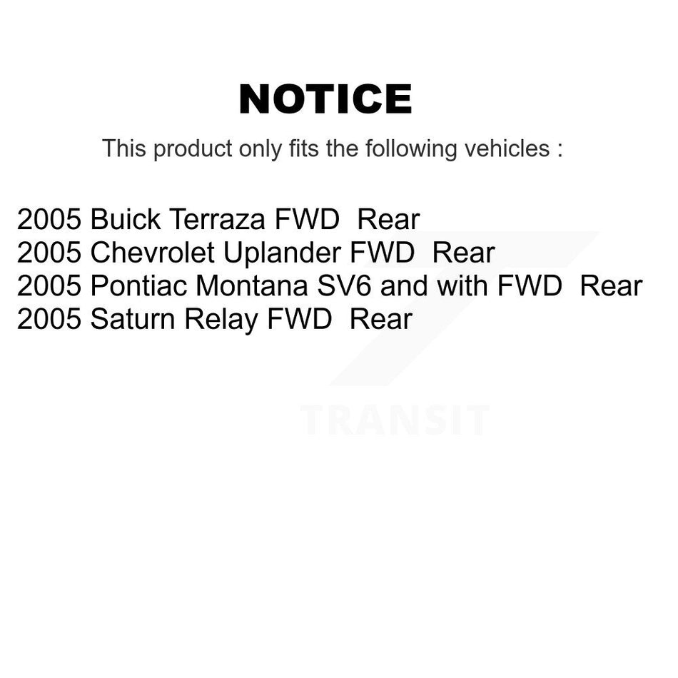 Rear Disc Brake Caliper Rotors And Ceramic Pads Kit For 2005 Chevrolet Uplander Pontiac Montana Buick Terraza Saturn Relay KC8-100613C