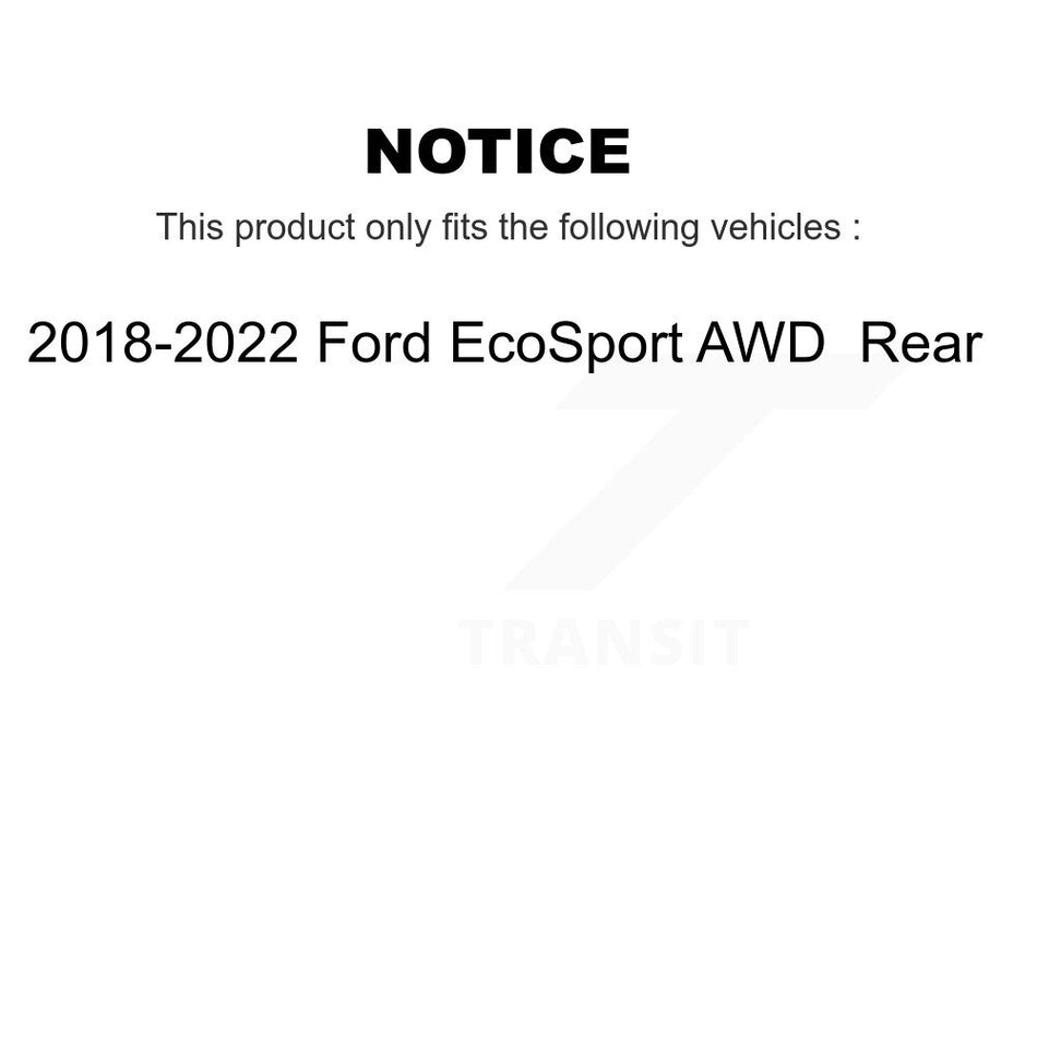 Rear Disc Brake Caliper Rotors And Semi-Metallic Pads Kit For 2018-2022 Ford EcoSport AWD KC8-100617S