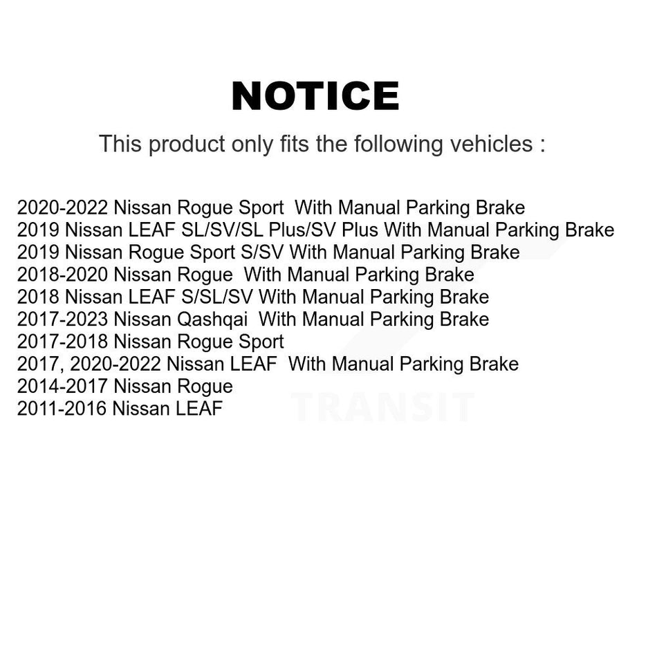 Rear Disc Brake Caliper Rotors And Semi-Metallic Pads Kit For Nissan Rogue Sport LEAF KC8-100658P