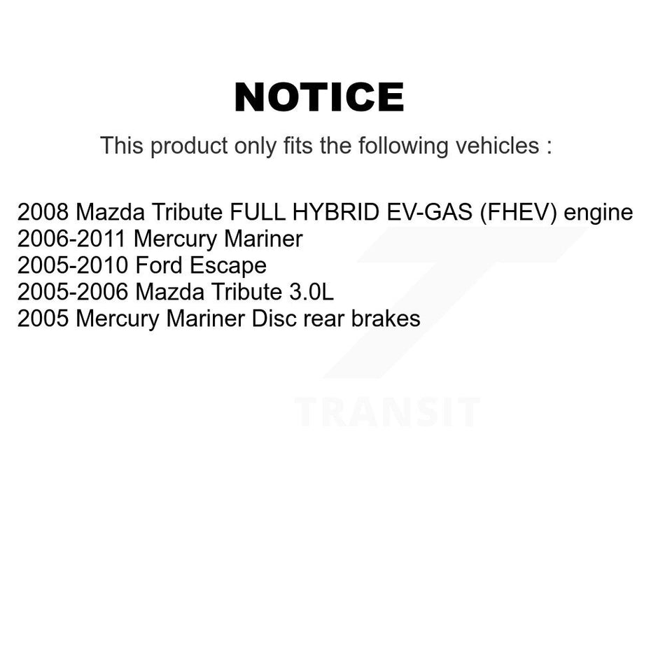 Rear Brake Caliper Rotor & Ceramic Pad Kit For Ford Escape Mazda Tribute Mercury Mariner KC8-100663C