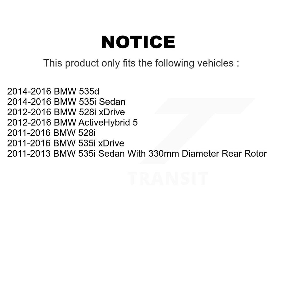 Rear Brake Caliper Rotor & Semi-Metallic Pad Kit For BMW 535i xDrive 528i ActiveHybrid 5 KC8-100683N