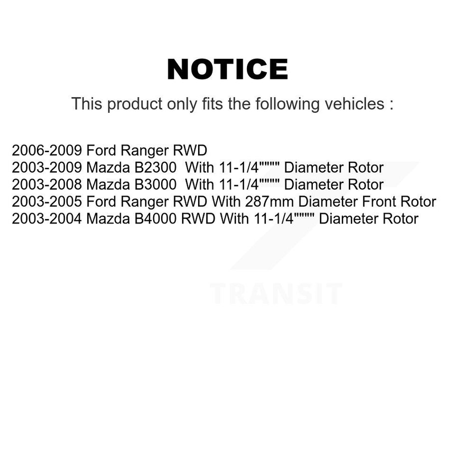 Front Brake Caliper Rotors Semi-Metallic Pad Kit For Ford Ranger Mazda B3000 B2300 B4000 KC8-100723S