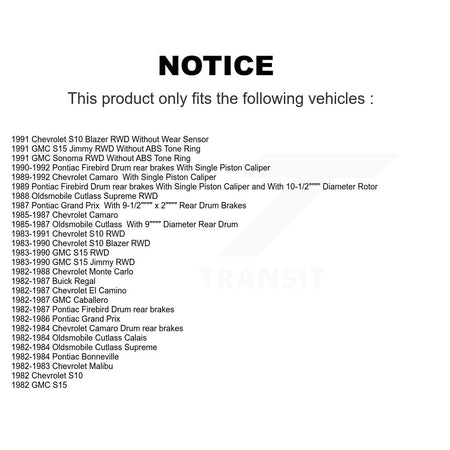 Front Rear Brake Caliper Rotor Drum Semi-Metallic Pad Kit (8Pc) For Chevrolet Camaro S10 KC8-100741S