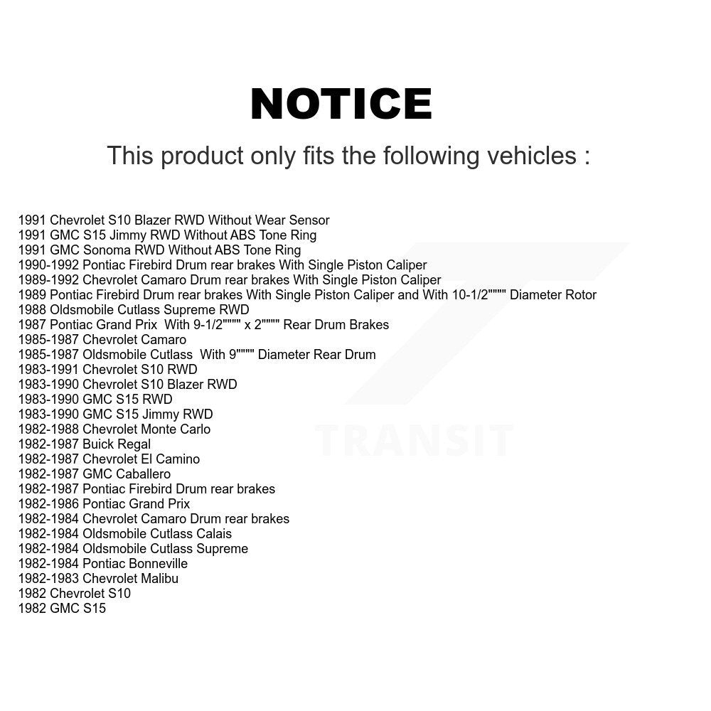 Front Rear Brake Caliper Rotor Drum Semi-Metallic Pad Shoe Hardware Kit (9Pc) For Camaro KC8-100770P