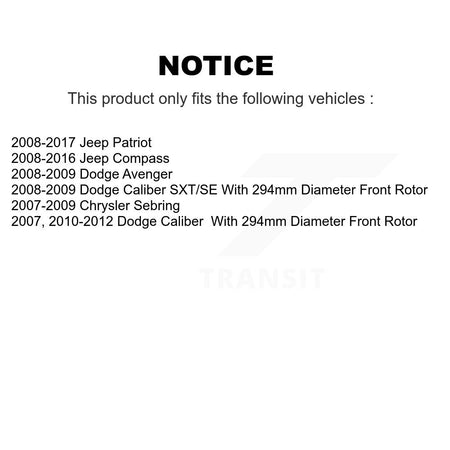 Front Rear Brake Caliper Rotor Drum Semi-Metallic Pad Kit (8Pc) For Jeep Patriot Compass KC8-100813P