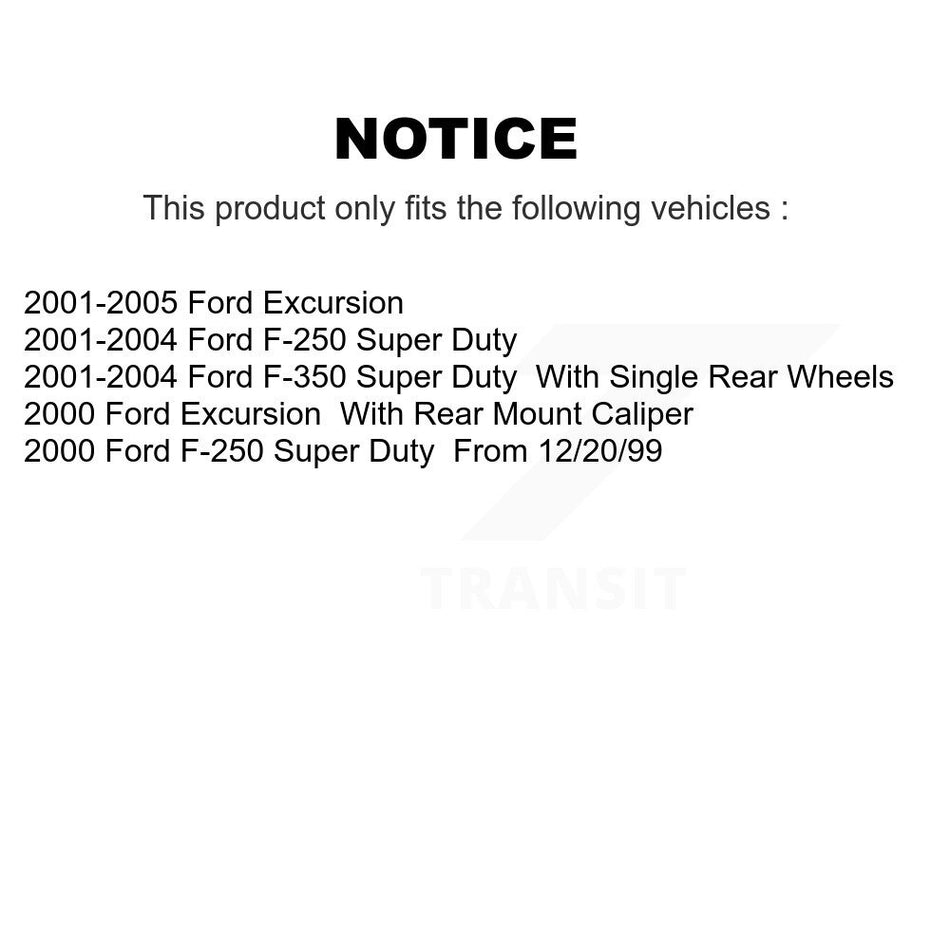 Rear Brake Caliper Rotor Semi-Metallic Pad Kit For Ford F-350 Super Duty F-250 Excursion KC8-100901N