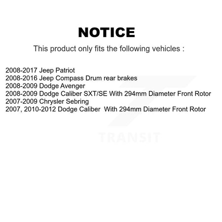 Front Rear Brake Caliper Rotors Drum Semi-Metallic Pad Shoe Cylinder Kit (11Pc) For Jeep KC8-100912S