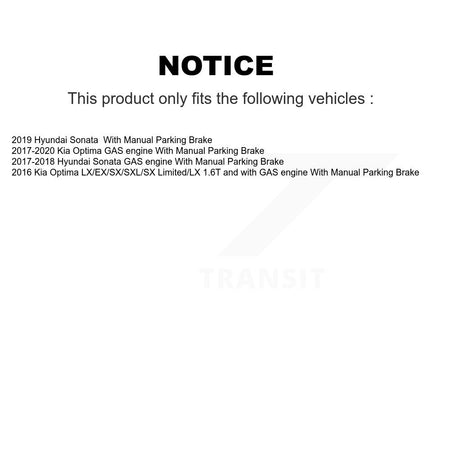 Rear Disc Brake Caliper Rotors And Ceramic Pads Kit For Hyundai Sonata Kia Optima KC8-100926N