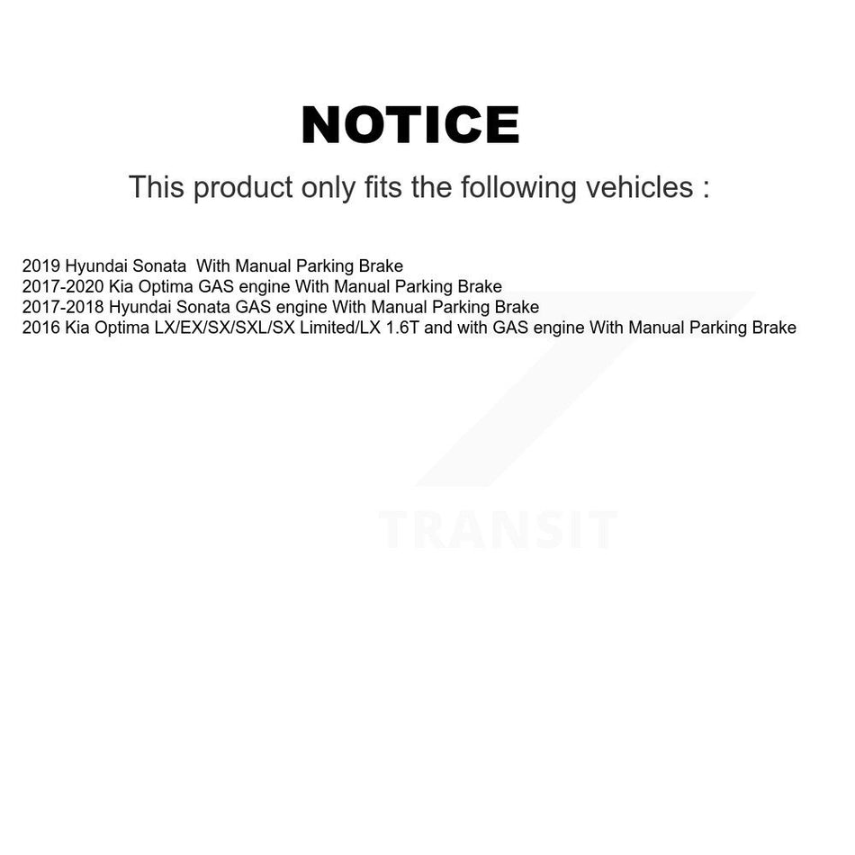 Rear Disc Brake Caliper Rotors And Ceramic Pads Kit For Hyundai Sonata Kia Optima KC8-100926N