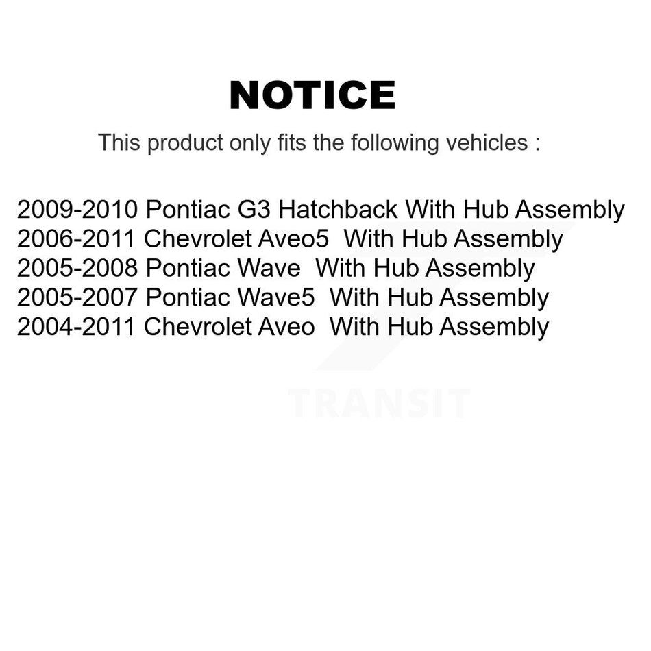 Front Rear Disc Brake Caliper Rotors Drums Ceramic Pads Shoes Wheel Cylinders And Hardware Kit (11Pc) For Chevrolet Aveo Aveo5 Pontiac G3 Wave Wave5 With Hub Assembly KC8-100936C