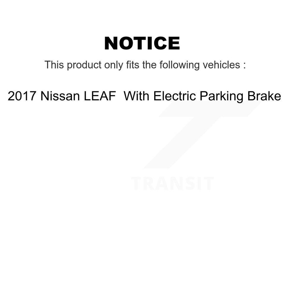 Front Rear Disc Brake Caliper Rotors And Semi-Metallic Pads Kit (10Pc) For 2017 Nissan LEAF With Electric Parking KC8-100936S