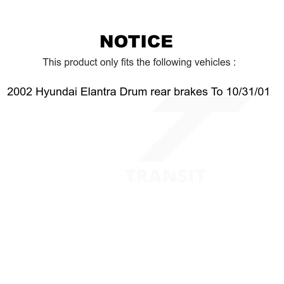 Front Rear Disc Brake Caliper Rotors Drums Ceramic Pads Shoes Wheel Cylinders And Hardware Kit (11Pc) For 2002 Hyundai Elantra Drum rear brakes To 10 31 01 KC8-100946T