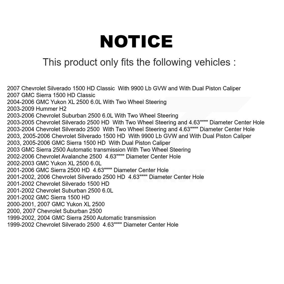 Rear Disc Brake Caliper Rotors And Ceramic Pads Kit For Chevrolet Silverado 2500 HD GMC Sierra Hummer H2 1500 Suburban Yukon XL Avalanche Classic KC8-101057N