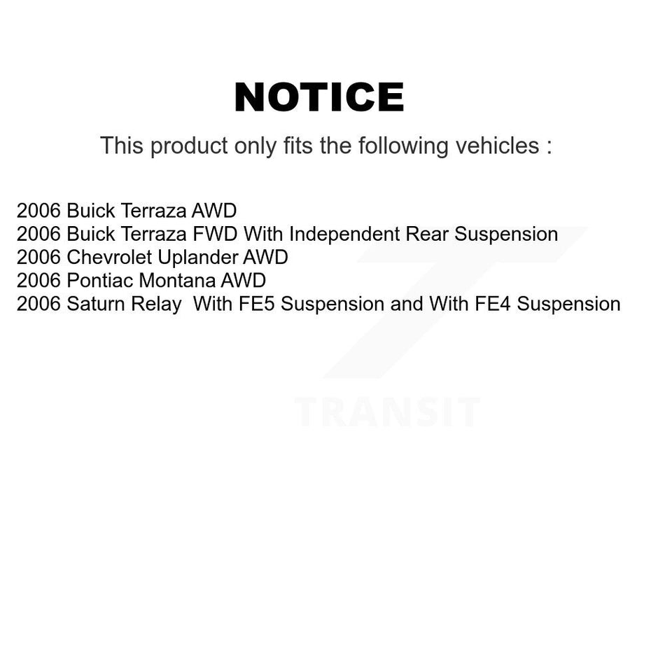 Rear Disc Brake Caliper Rotors And Ceramic Pads Kit For Chevrolet Uplander Pontiac Montana Buick Terraza Saturn Relay KC8-101185N