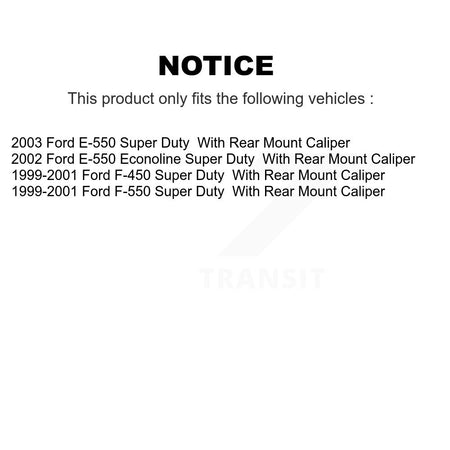 Rear Brake Caliper Rotor And Semi-Metallic Pad Kit For Ford E-550 Super Duty F-450 F-550 KC8-101199N