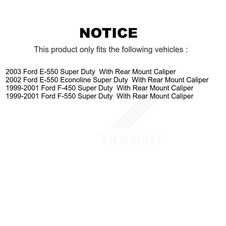 Rear Brake Caliper Rotor And Semi-Metallic Pad Kit For Ford E-550 Super Duty F-450 F-550 KC8-101199N