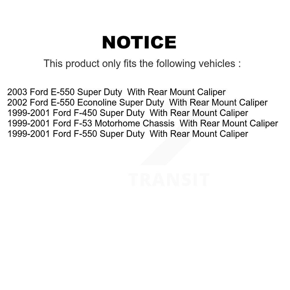 Rear Brake Caliper Rotor And Semi-Metallic Pad Kit For Ford E-550 Super Duty F-450 F-550 KC8-101199N
