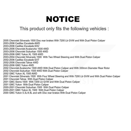 Front Rear Brake Caliper Rotor Semi-Metallic Pad Kit (10Pc) For Chevrolet Silverado 1500 KC8-101239S