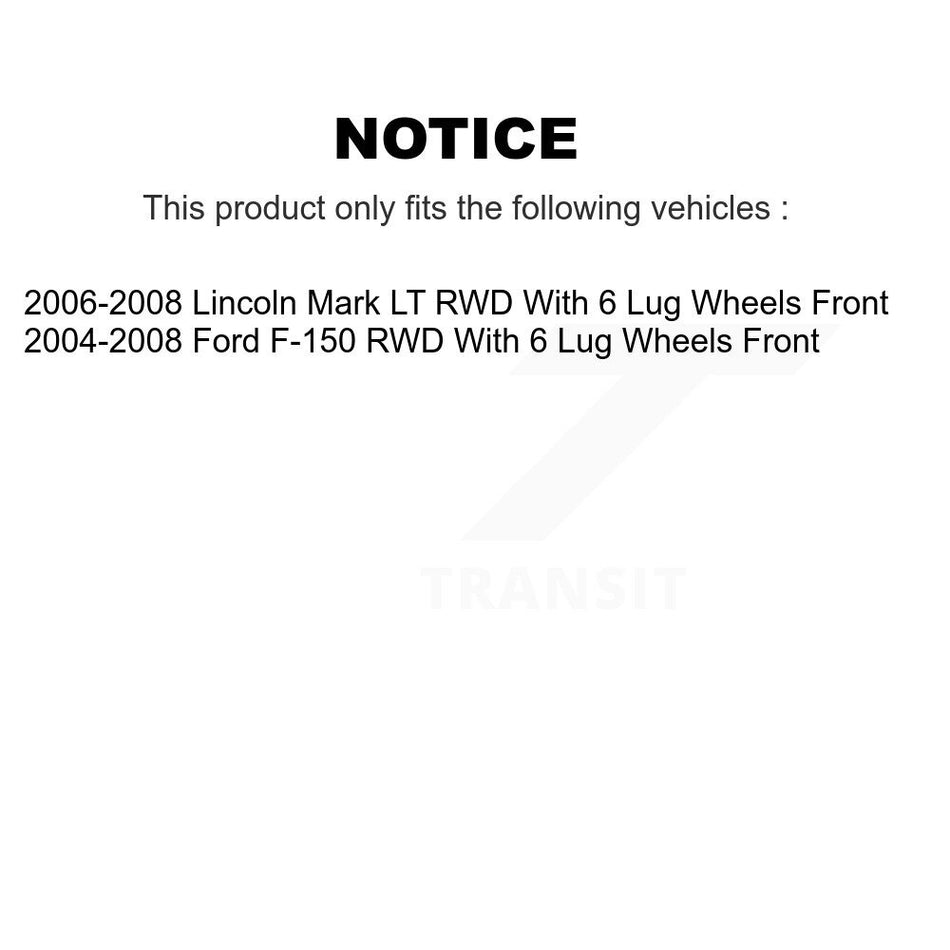 Front Disc Brake Caliper Rotors And Semi-Metallic Pads Kit For Ford F-150 Lincoln Mark LT With 6 Lug Wheels RWD KC8-101333N