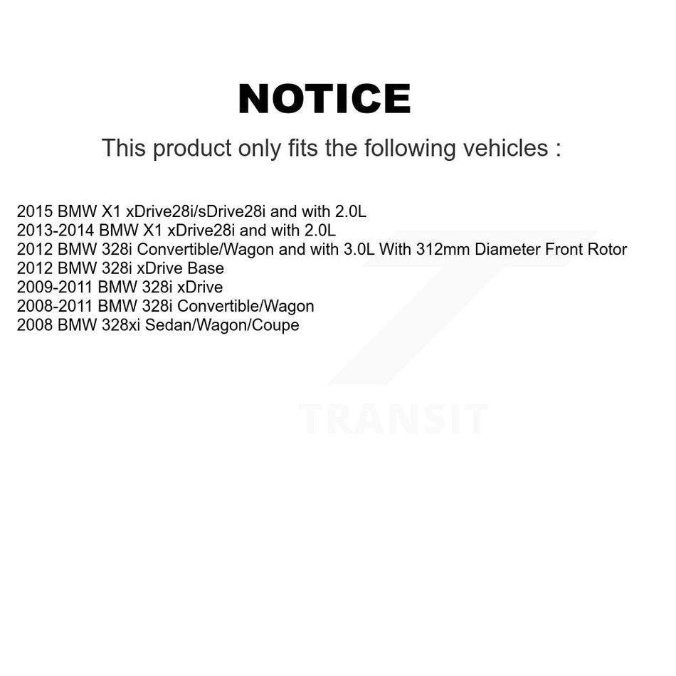 Front Rear Disc Brake Caliper Rotors And Semi-Metallic Pads Kit (10Pc) For BMW 328i xDrive X1 328xi KC8-101779N