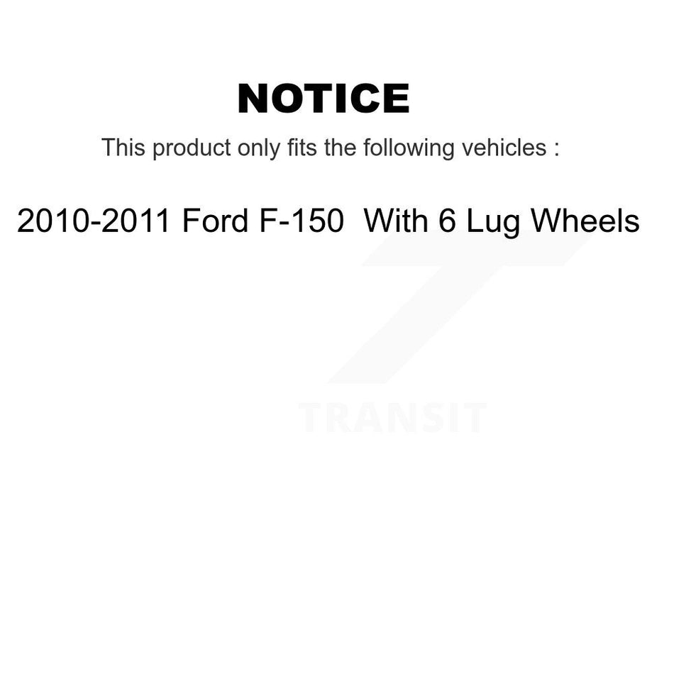 Front Rear Disc Brake Caliper Rotors And Semi-Metallic Pads Kit (10Pc) For 2010-2011 Ford F-150 With 6 Lug Wheels KC8-101949N