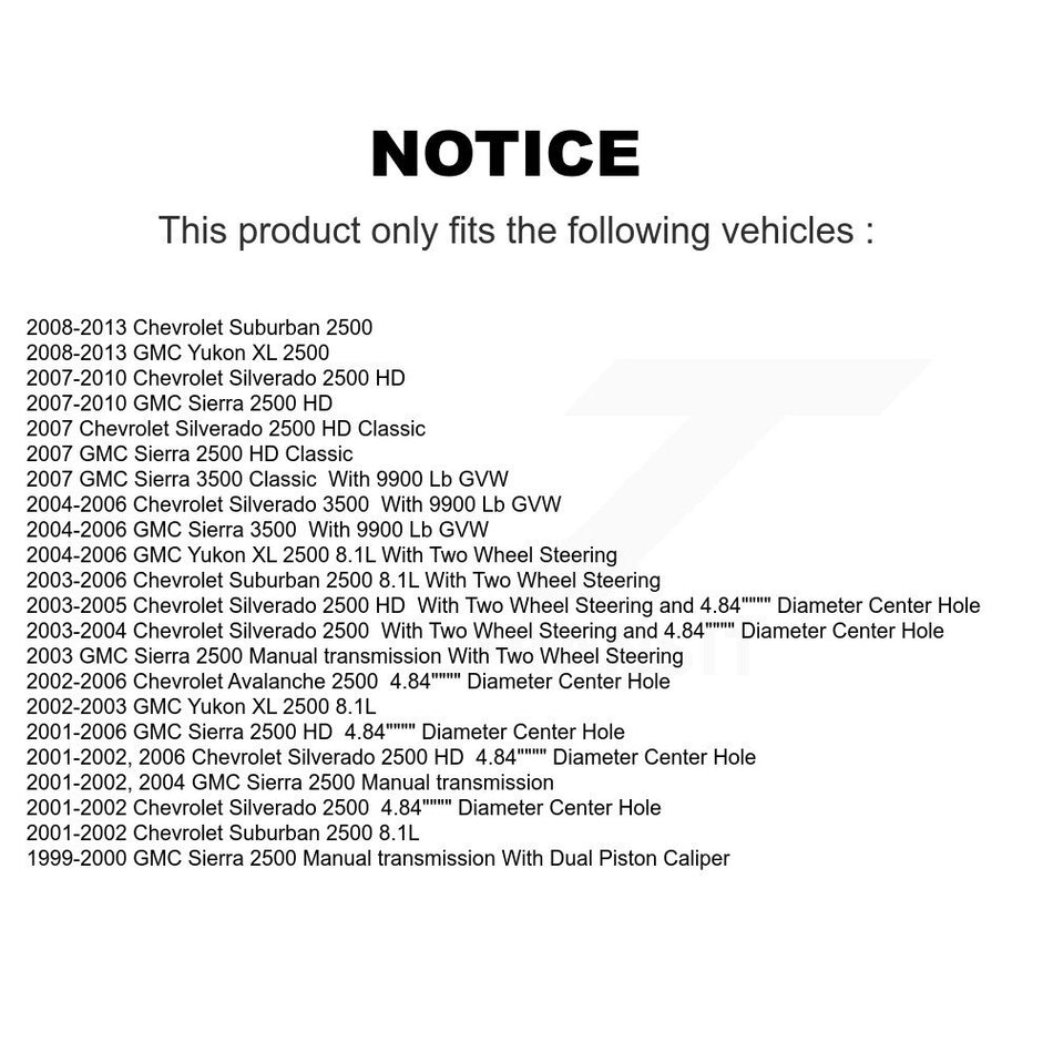 Front Rear Disc Brake Caliper Rotors And Ceramic Pads Kit (10Pc) For Chevrolet Silverado 2500 HD GMC Sierra 3500 Classic Suburban Yukon XL Avalanche KC8-102373N