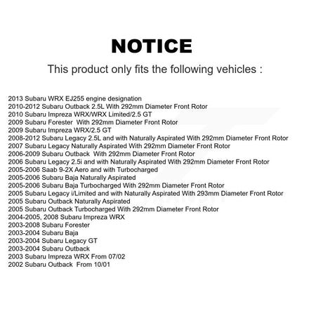 Front Brake Caliper Drill Slot Rotor Ceramic Pad Kit For Subaru Outback Impreza Forester KCD-100019T
