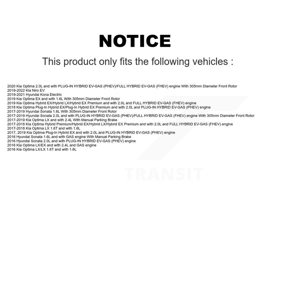 Front Brake Caliper Drill Slot Rotors Ceramic Pad Kit For Hyundai Sonata Kia Kona Optima KCD-100104C