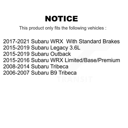Front Brake Caliper Drill Slot Rotor Semi-Metallic Pad Kit For Subaru Outback WRX Legacy KCD-100112S