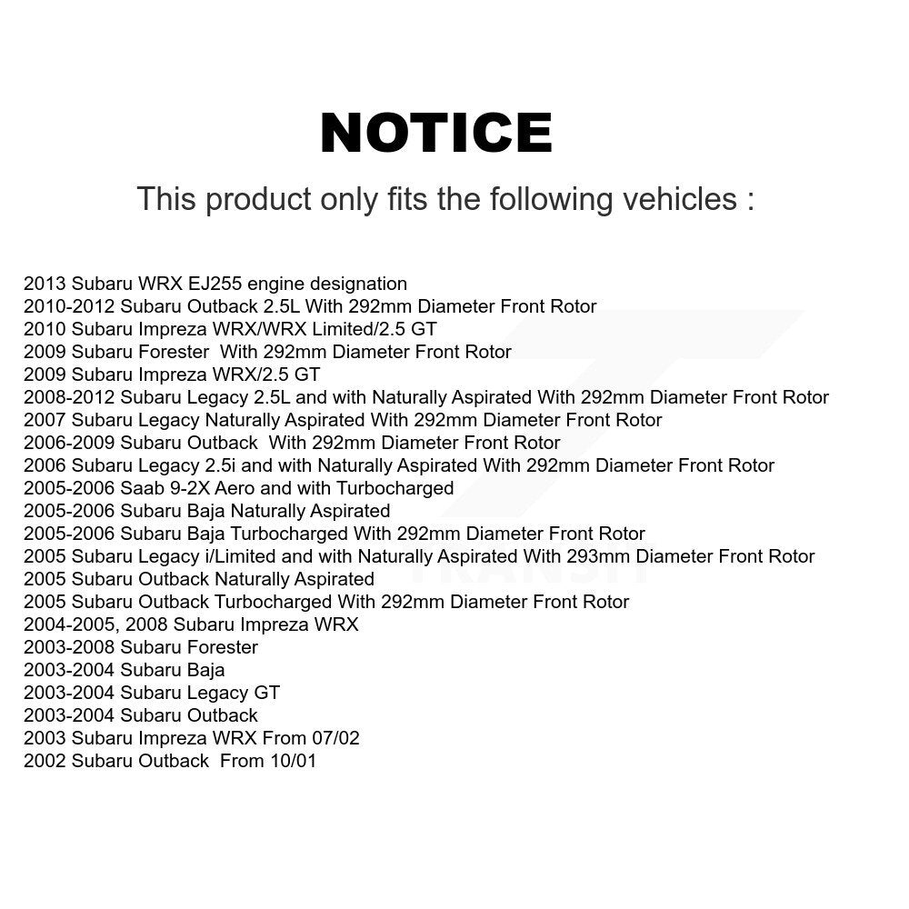 Front Brake Caliper Drill Slot Rotor Ceramic Pad Kit For Subaru Outback Impreza Forester KCD-100117N