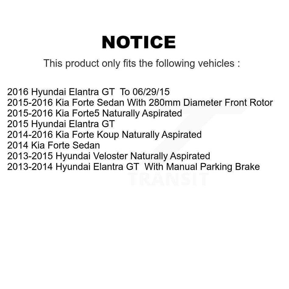 Front Rear Brake Caliper Drill Slot Rotors Ceramic Pad Kit (10Pc) For Hyundai Elantra GT KCD-100354C