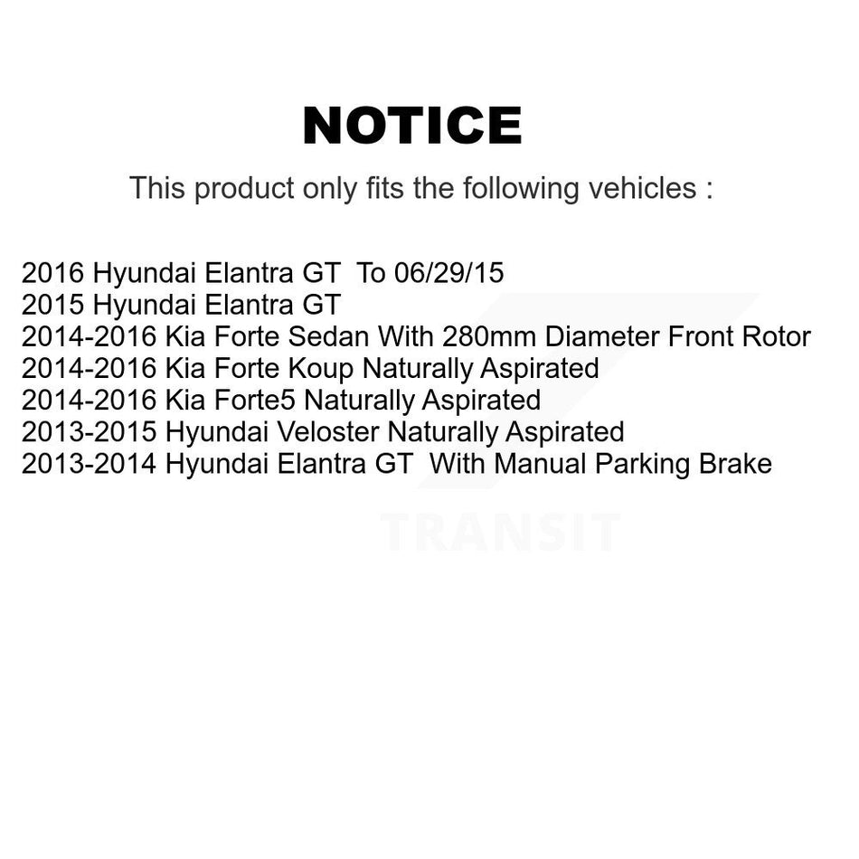 Front Rear Brake Caliper Drill Slot Rotors Ceramic Pad Kit (10Pc) For Hyundai Elantra GT KCD-100422T