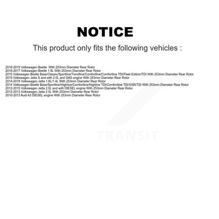 Rear Brake Caliper Drill Slot Rotor Semi-Metallic Pad Kit For Volkswagen Jetta Beetle A3 KCD-100441P