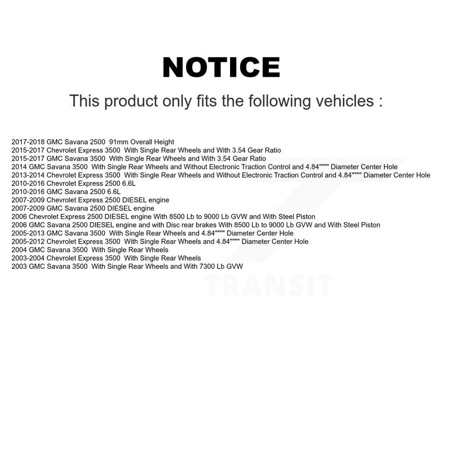 Rear Disc Brake Coated Caliper Drilled Slotted Rotors And Ceramic Pads Kit For Chevrolet Express 3500 2500 GMC Savana KCD-100480T