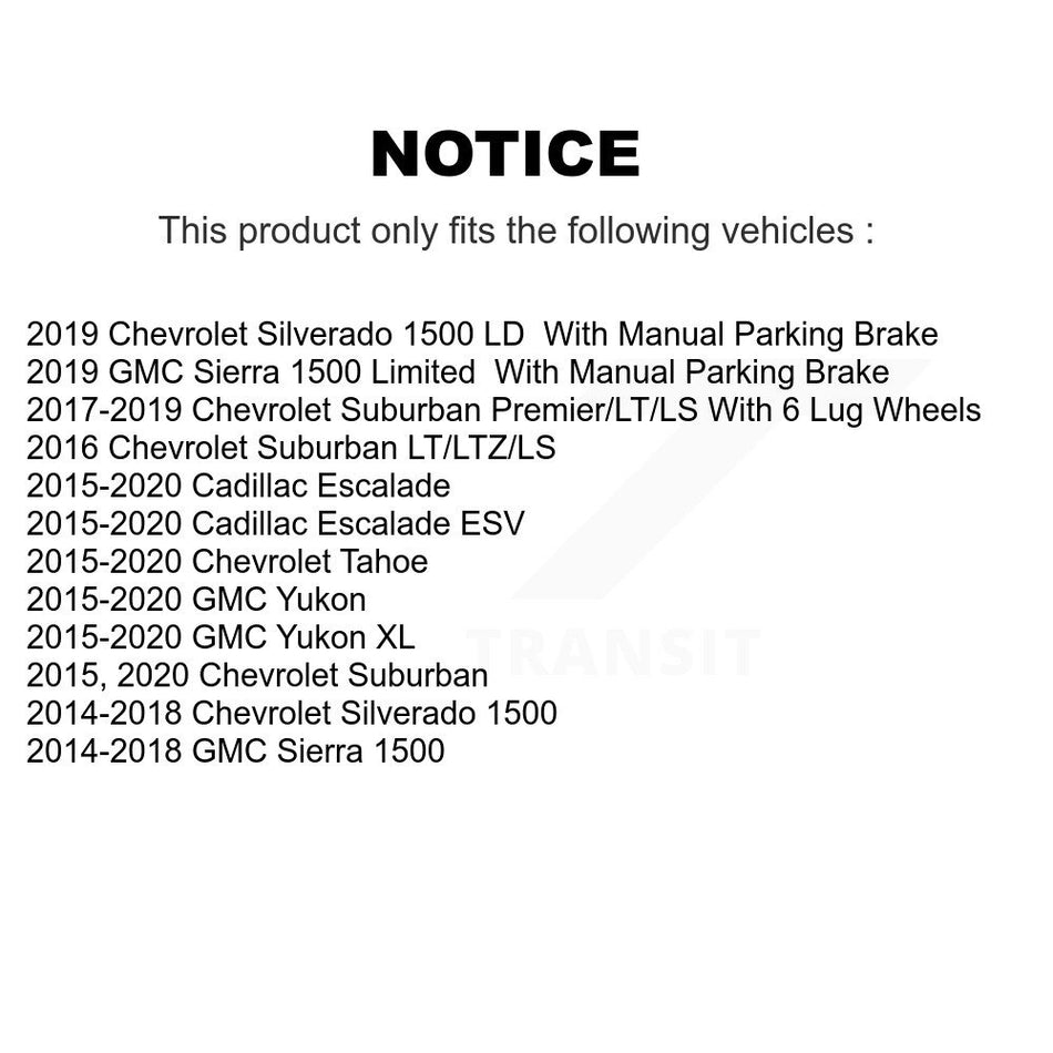 Rear Brake Caliper Drill Slot Rotors Ceramic Pad Kit For GMC Chevrolet Sierra 1500 Tahoe KCD-100490T