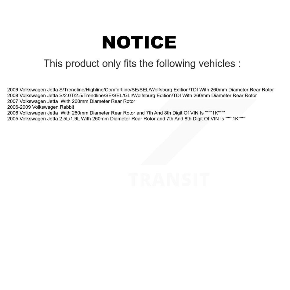 Rear Disc Brake Coated Caliper Drilled Slotted Rotors And Semi-Metallic Pads Kit For Volkswagen Jetta Rabbit KCD-100513P