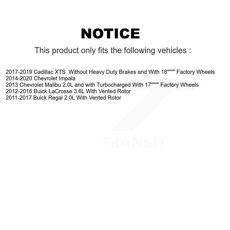 Rear Disc Brake Coated Caliper Drilled Slotted Rotors And Ceramic Pads Kit For Chevrolet Impala Buick LaCrosse Malibu Regal Cadillac XTS KCD-100530C